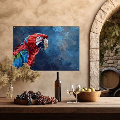Levendige digitale kunst van kleurrijke papegaai tuinposter