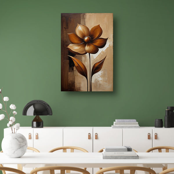 Sepia Abstract Bloem in Stijlvolle Art Deco canvas