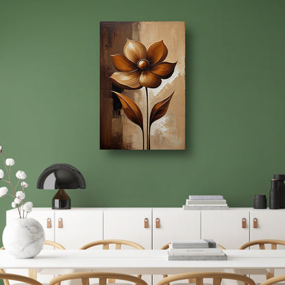Sepia Abstract Bloem in Stijlvolle Art Deco canvas