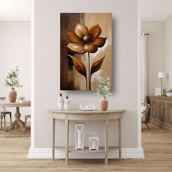 Sepia Abstract Bloem in Stijlvolle Art Deco canvas