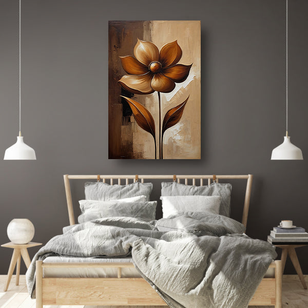 Sepia Abstract Bloem in Stijlvolle Art Deco canvas