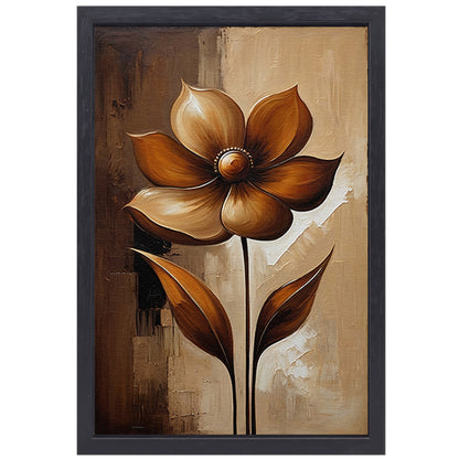 Sepia Abstract Bloem in Stijlvolle Art Deco canvas met baklijst