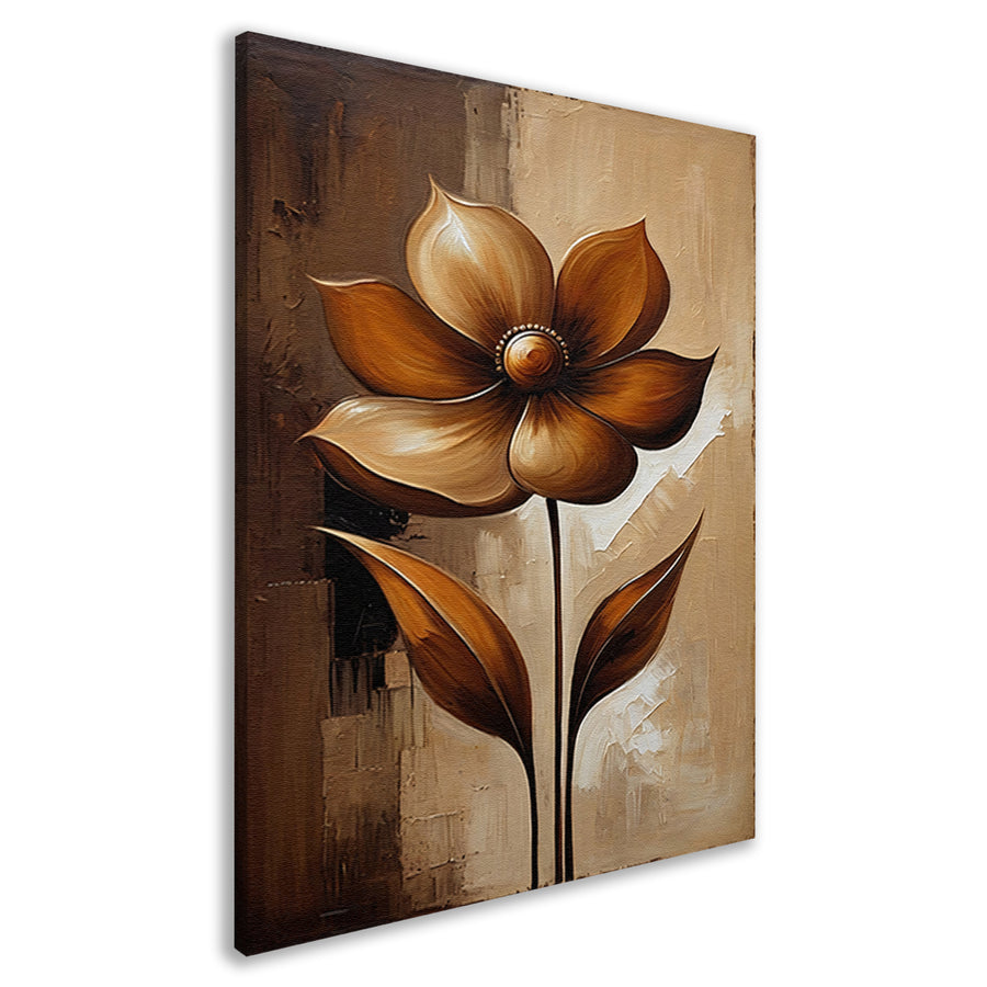 Sepia Abstract Bloem in Stijlvolle Art Deco canvas