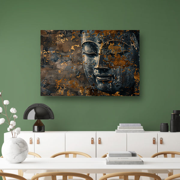 Mysterieuze Boeddha met gouden accenten acrylglas