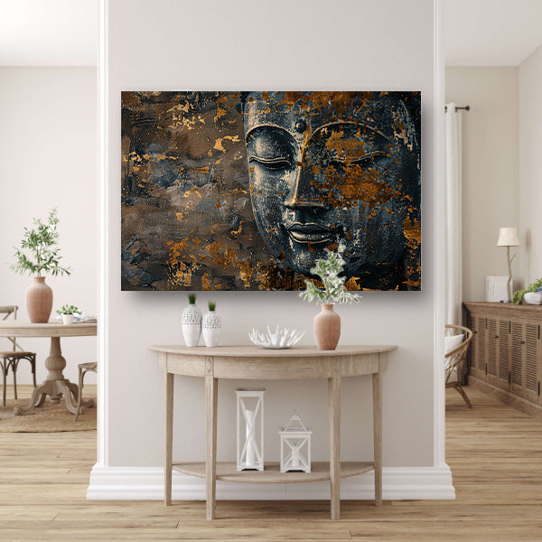 Mysterieuze Boeddha met gouden accenten canvas