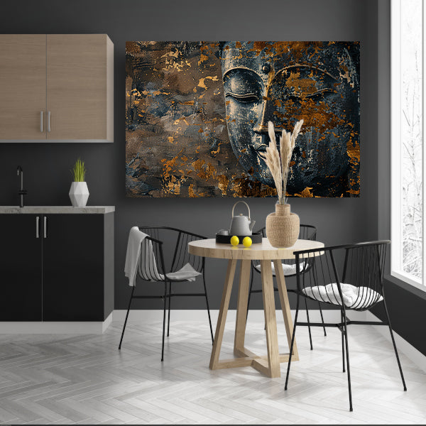 Mysterieuze Boeddha met gouden accenten canvas