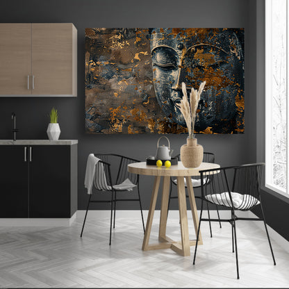 Mysterieuze Boeddha met gouden accenten acrylglas