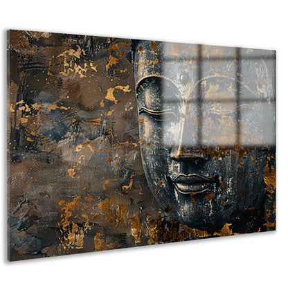 Mysterieuze Boeddha met gouden accenten acrylglas