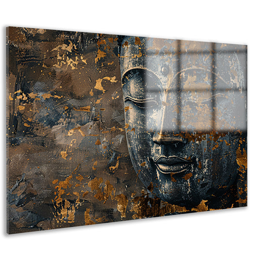 Mysterieuze Boeddha met gouden accenten acrylglas
