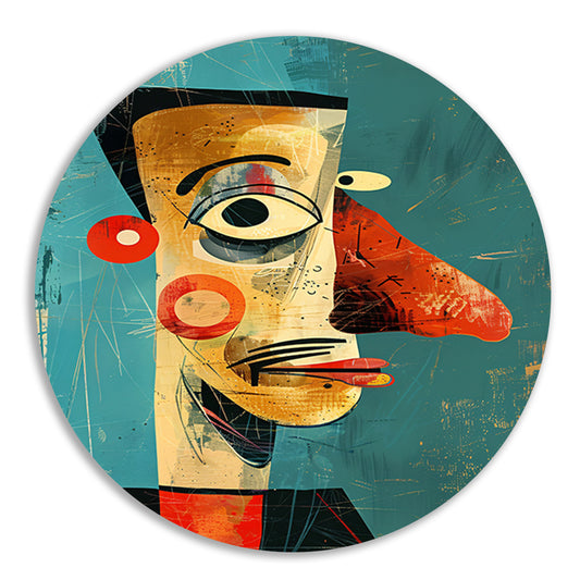 Abstract Kubistisch Portret in Kleur aluminium muurcirkel