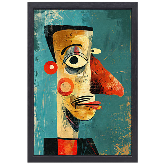 Abstract Kubistisch Portret in Kleur canvas met baklijst