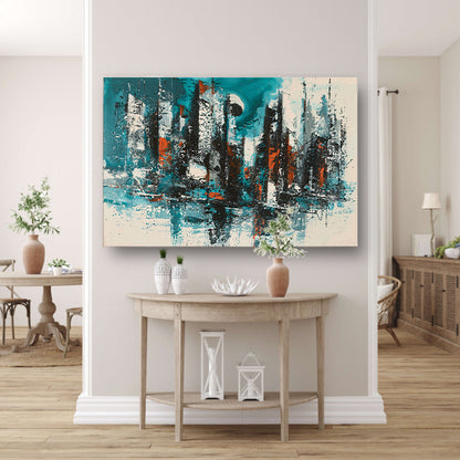 Abstracte schildering van dynamische skyline poster