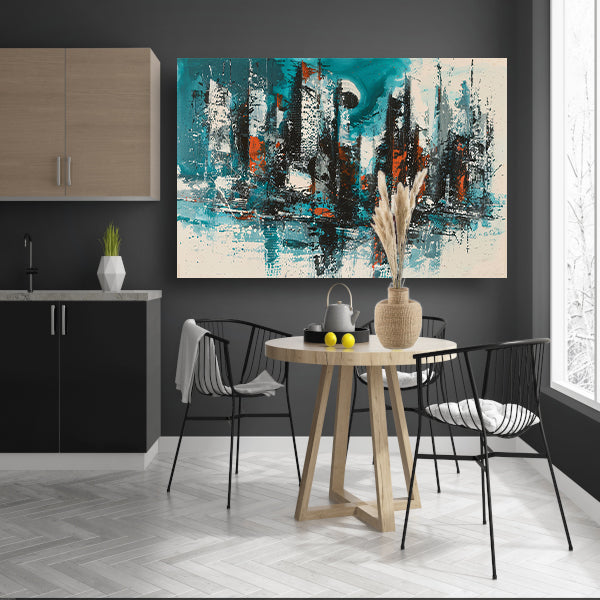 Abstracte schildering van dynamische skyline poster