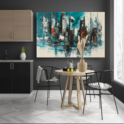 Abstracte schildering van dynamische skyline poster
