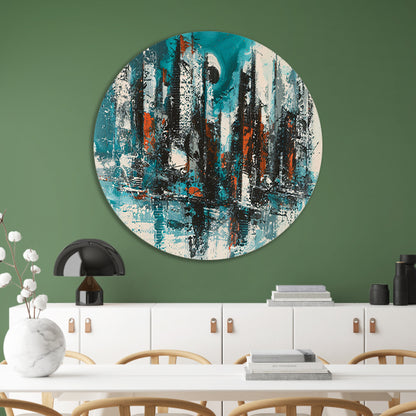 Abstracte schildering van dynamische skyline forex muurcirkel