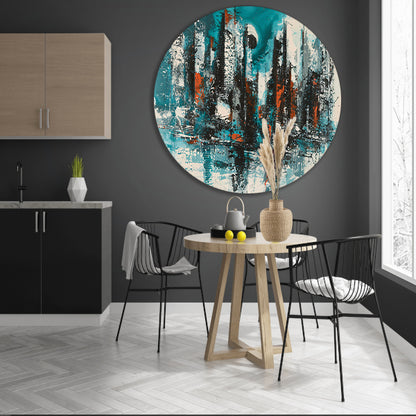 Abstracte schildering van dynamische skyline forex muurcirkel