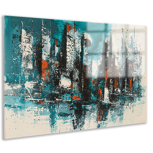 Abstracte schildering van dynamische skyline acrylglas
