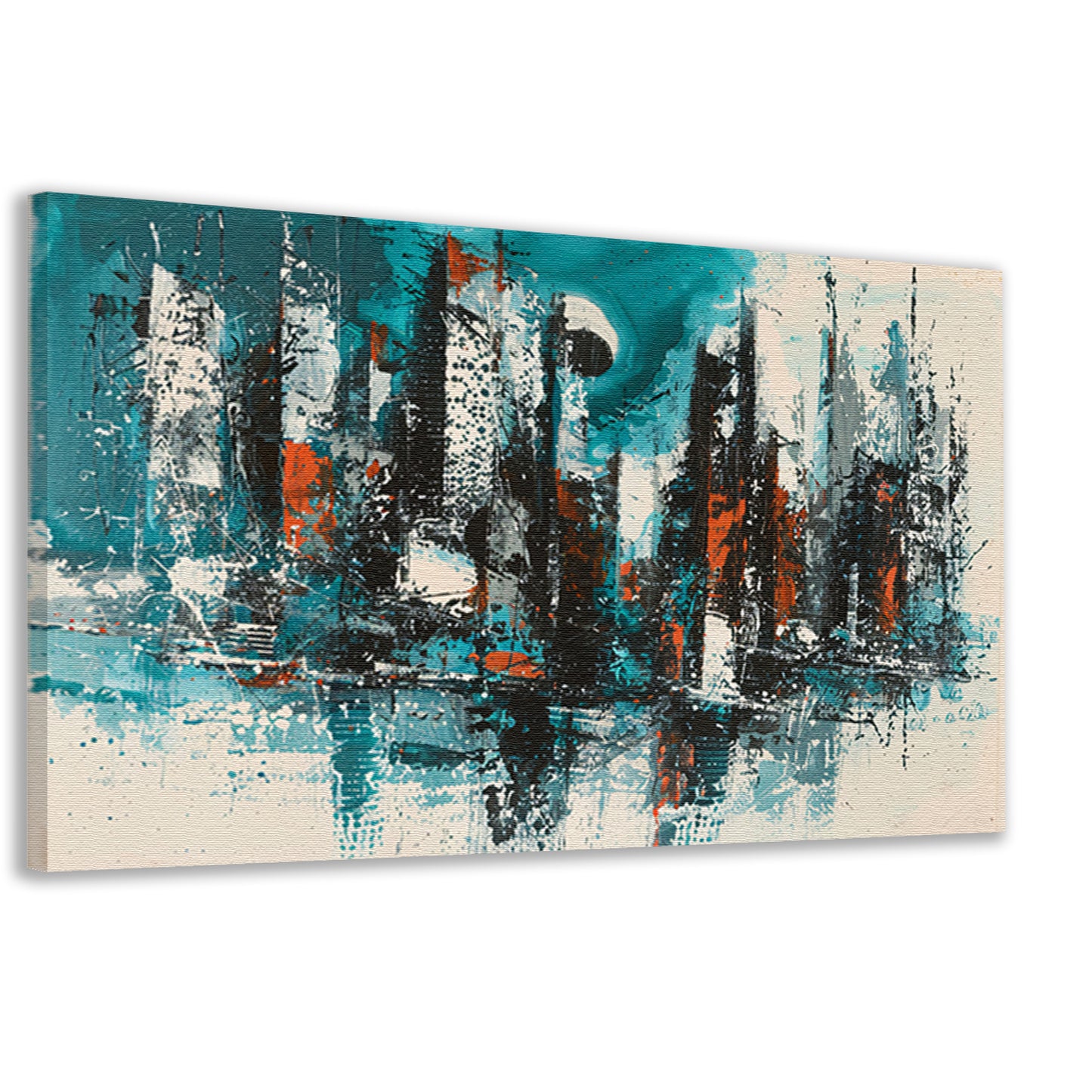 Abstracte schildering van dynamische skyline canvas