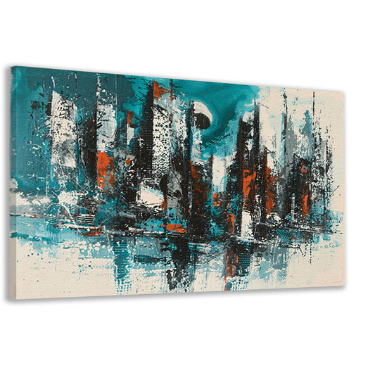 Abstracte schildering van dynamische skyline canvas
