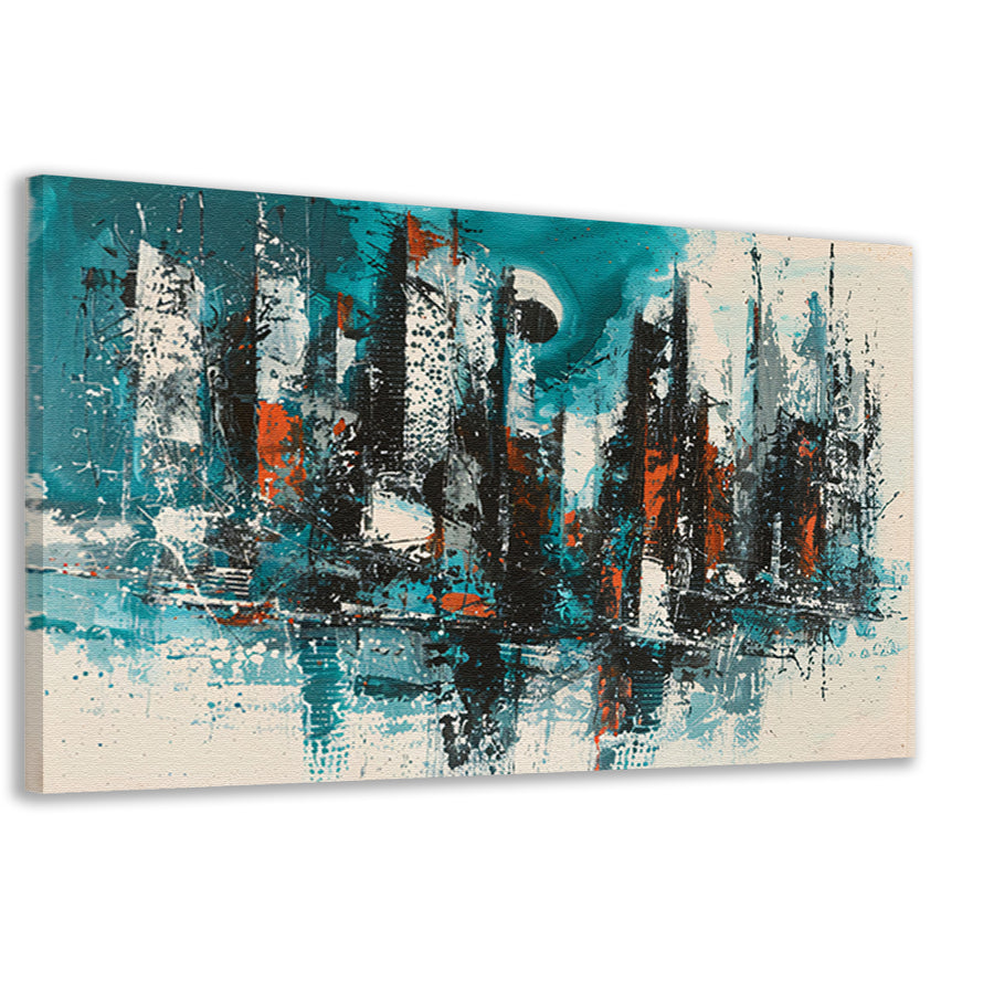 Abstracte schildering van dynamische skyline canvas