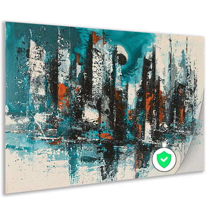 Abstracte schildering van dynamische skyline poster