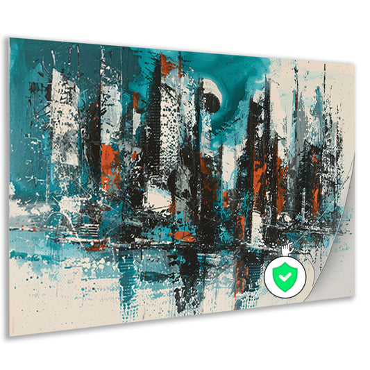 Abstracte schildering van dynamische skyline poster