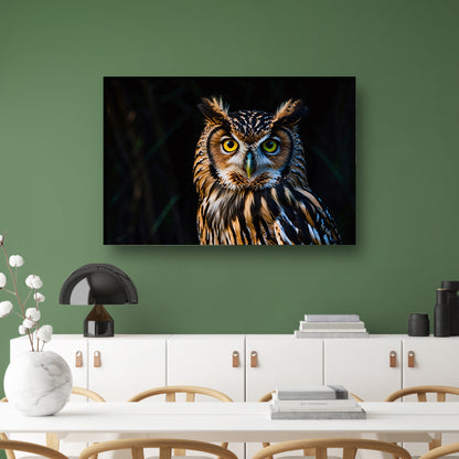 Prachtige realistische close-up van een uil canvas met baklijst