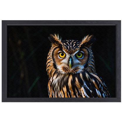 Prachtige realistische close-up van een uil canvas met baklijst