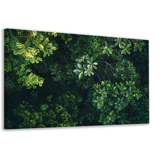 Weelderige groene bladeren vanuit vogelperspectief canvas