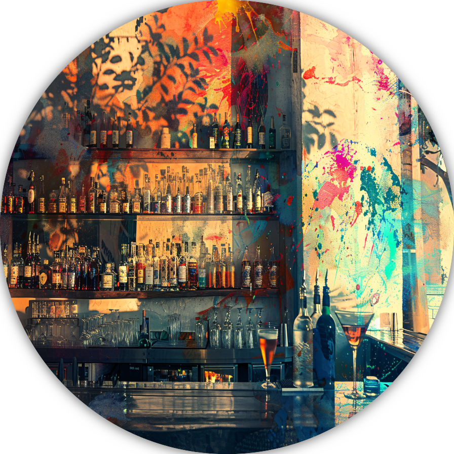 Bar met Schemerlamp aluminium muurcirkel