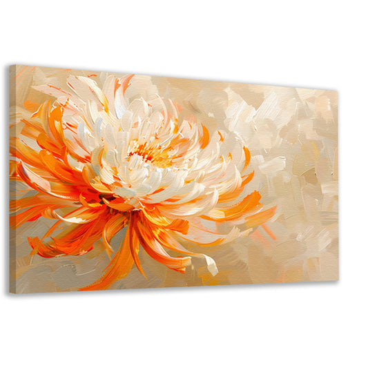 Abstract schilderij van oranje en witte bloem canvas