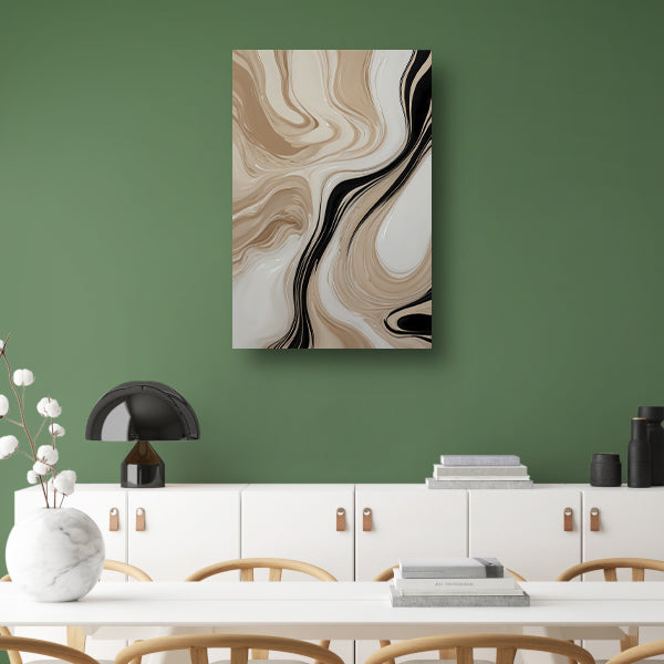 Elegante Golvende Lijnen in Monochrome Tinten canvas met baklijst