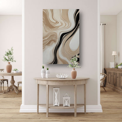 Elegante Golvende Lijnen in Monochrome Tinten canvas met baklijst