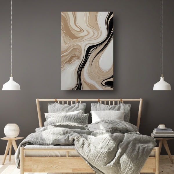 Elegante Golvende Lijnen in Monochrome Tinten canvas met baklijst