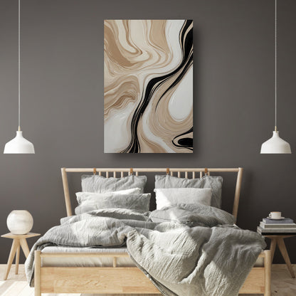 Elegante Golvende Lijnen in Monochrome Tinten canvas met baklijst