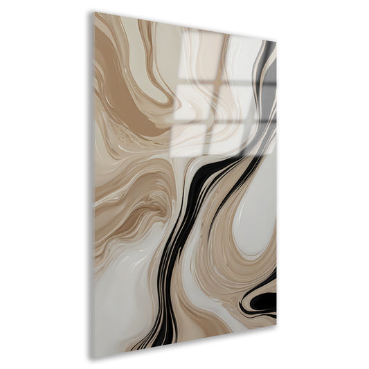 Elegante Golvende Lijnen in Monochrome Tinten acrylglas