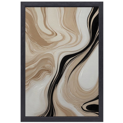 Elegante Golvende Lijnen in Monochrome Tinten canvas met baklijst