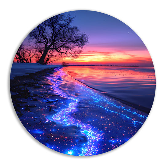 Magisch gloeiend strand bij zonsondergang forex muurcirkel