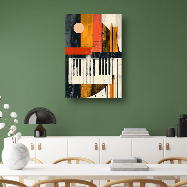 Abstract Pianomelodie in Kleur canvas met baklijst