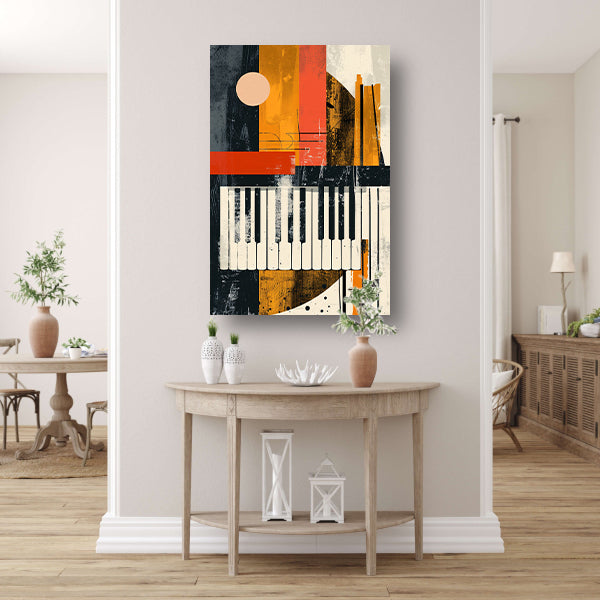 Abstract Pianomelodie in Kleur canvas met baklijst