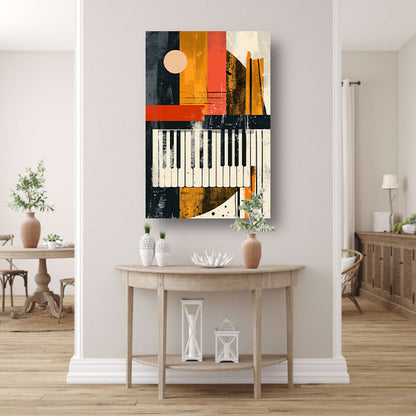 Abstract Pianomelodie in Kleur canvas met baklijst