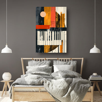 Abstract Pianomelodie in Kleur canvas met baklijst