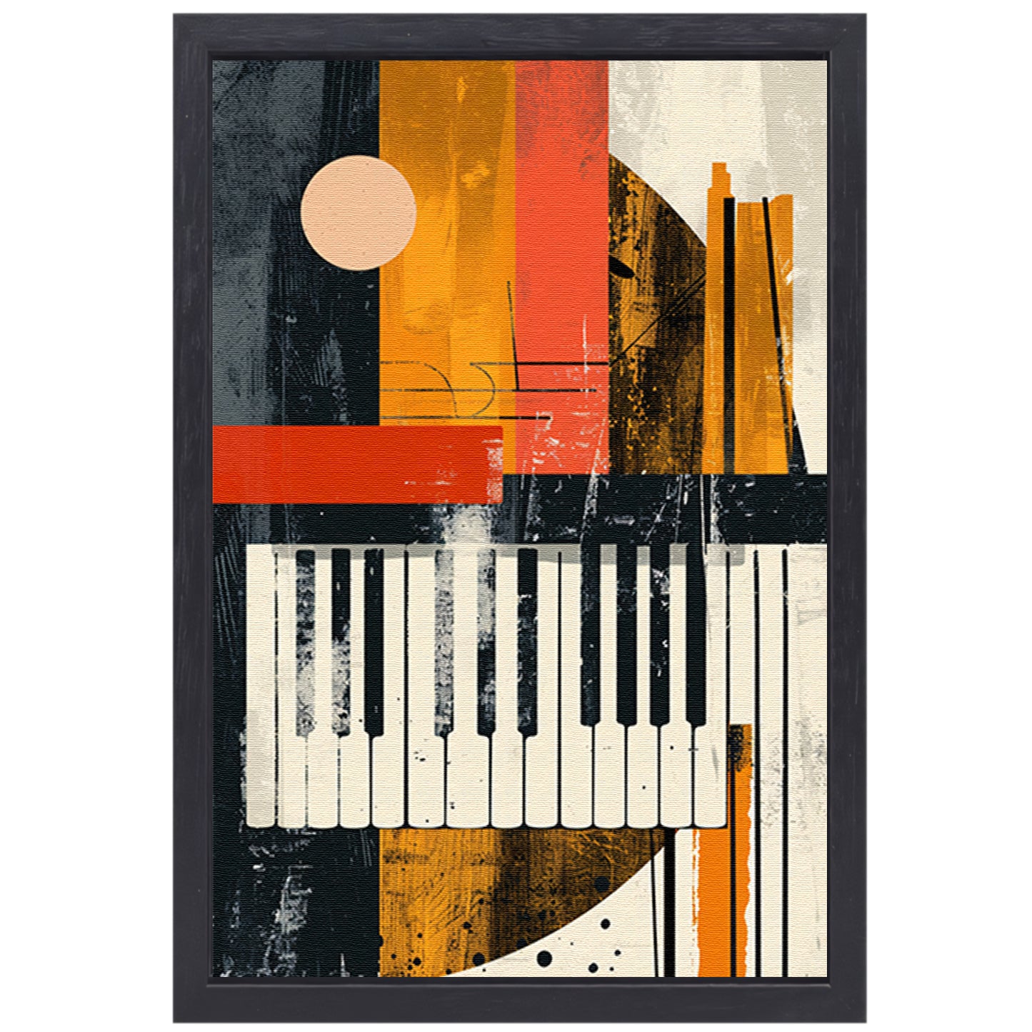 Abstract Pianomelodie in Kleur canvas met baklijst
