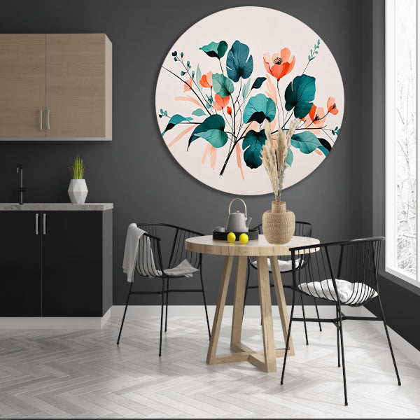 Moderne Japandi stijl botanische print forex muurcirkel