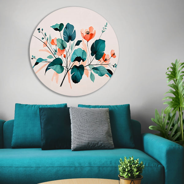 Moderne Japandi stijl botanische print forex muurcirkel