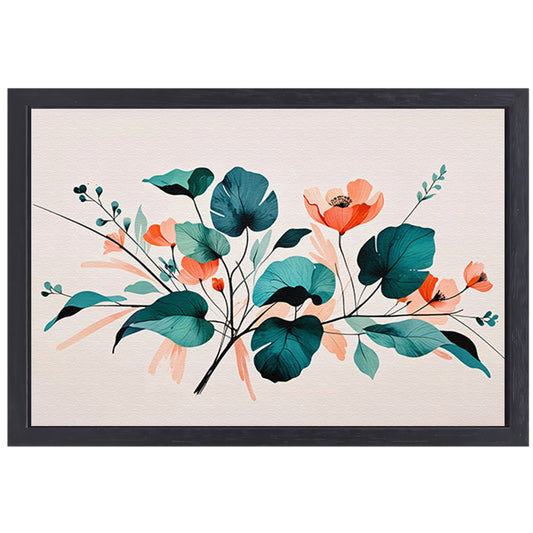 Moderne Japandi stijl botanische print canvas met baklijst