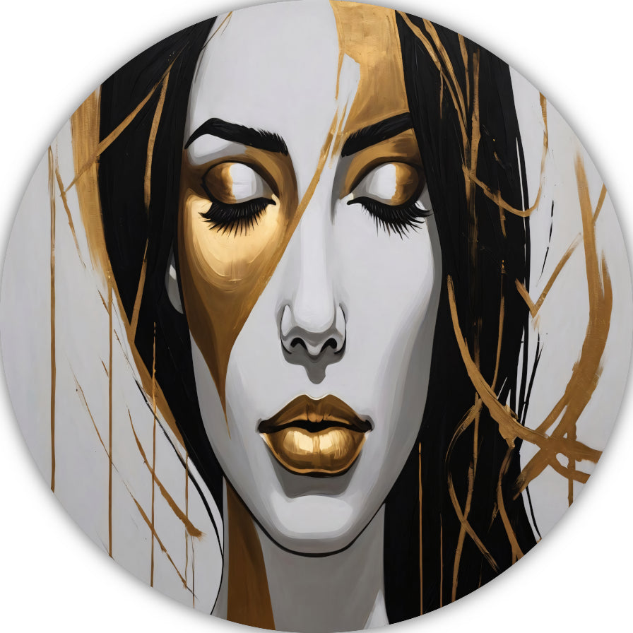 Gouden Sereniteit in Moderne Abstractie forex muurcirkel