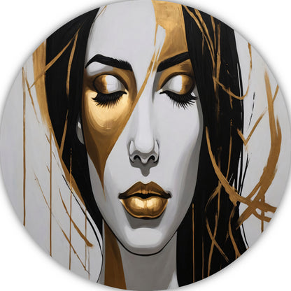 Gouden Sereniteit in Moderne Abstractie forex muurcirkel