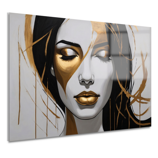 Gouden Sereniteit in Moderne Abstractie acrylglas