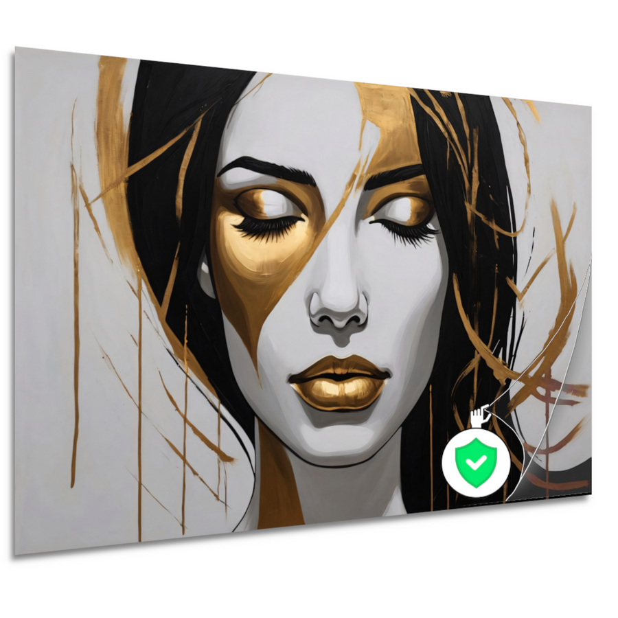 Gouden Sereniteit in Moderne Abstractie poster